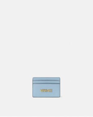 Versace Tag Leather Card Holder - Blue