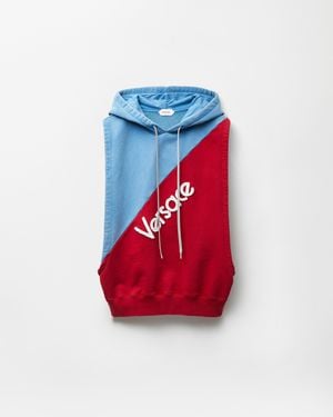 Versace Embroidered Cotton Sleeveless Hoodie