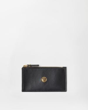 Versace Emblème Leather Zip Card Holder - White