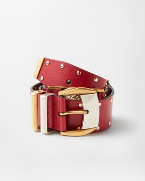 Versace Cinturón De Piel Con Tachuelas 4 Cm - Rojo