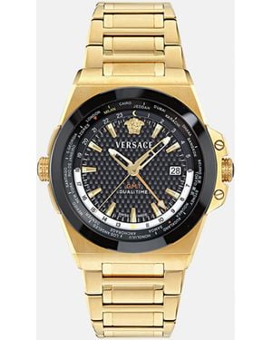 Versace Greca Reaction Gmt Watch - Metallic