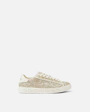 Versace Greca Jacquard Canvas Trainers - White