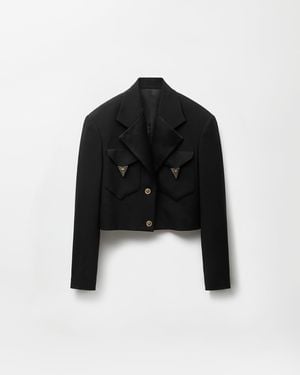 Versace Wool Crop Blazer - Black