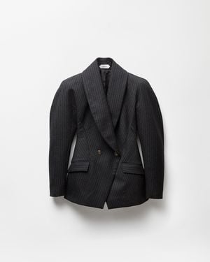 Versace Pinstripe Wool Twill Jacket - Black