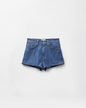 Versace Chambray Denim Mini Shorts - Blue