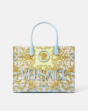 Versace Große Tote Bag Aus Canvas Mit La Medusa-Print - Mettallic
