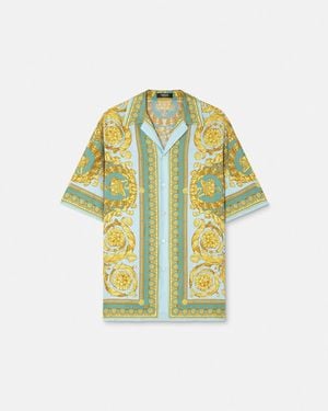 Versace Silk Shirt With Short Sleeves - Multicolor