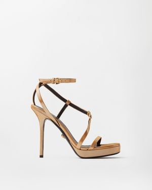 Versace Medusa '95 Sandalen Aus Laminiertem Leder 115 Mm - Mettallic