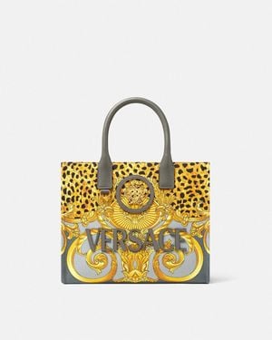 Versace Cheetah Foulard La Medusa Small Tote Bag - Metallic