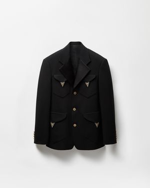 Versace Stretch Wool Blazer - Black
