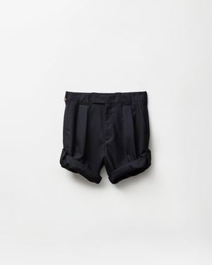 Versace Pinstripe Wool Formal Shorts - Black