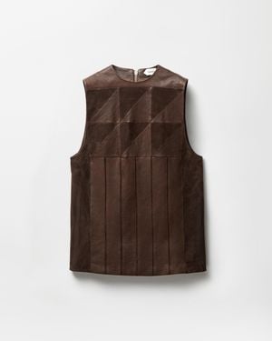 Versace Leather Patchwork Mini Dress - Brown