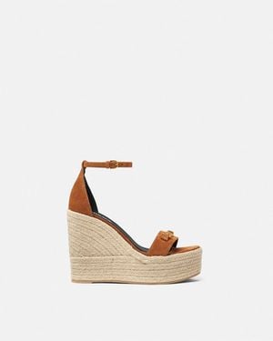 Versace Medusa '95 Suede Wedge Sandals 120 Mm - White