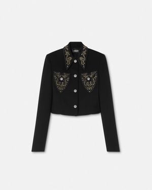 Versace Veste Courte En Laine Cloutée - Noir