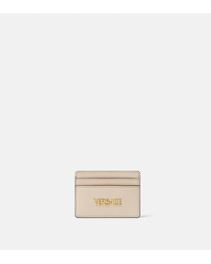 Versace Tag Leather Card Holder - Natural