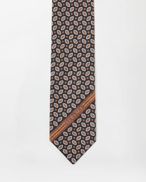 Versace Printed Jacquard Silk Tie - White