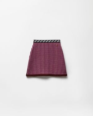 Versace Wool Crochet-Stitch Knit Mini Skirt - Purple