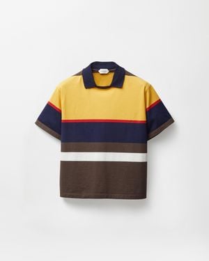 Versace Embroidered Logo T-Shirt With Pointed Collar - Blue