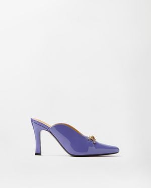 Versace Marisa Patent Mules 90 Mm - Blue