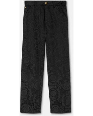 Versace Jacquard Cotton Carpenter Pants - Black