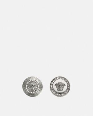 Versace Crystal Medusa Stud Earrings - White