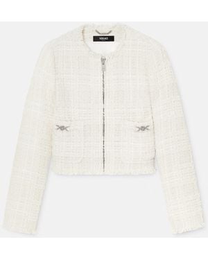Versace Tweed Cotton Zipped Jacket - Natural