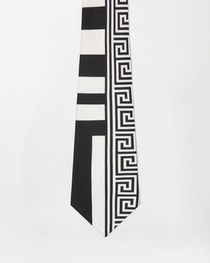 Versace Cravate En Sergé De Soie Imprimée - Blanc