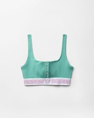 Versace Ribbed Cotton Bralette - Blue