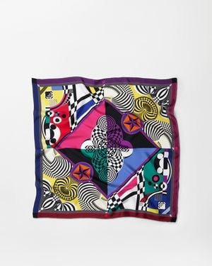 Versace Bedruckter Schal Aus Seidentwill 90 Cm - Blau