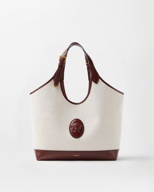 Versace Rivière Large Canvas Tote - White