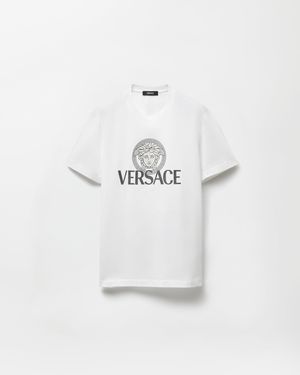 Versace Logo Cotton T-Shirt - White