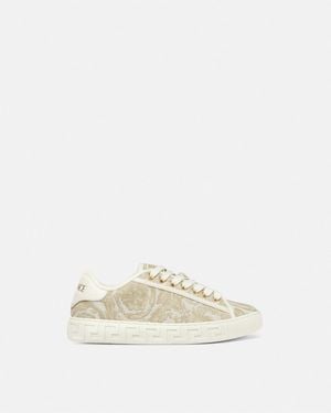 Versace Greca Zapatillas De Lona En Jacquard - Neutro