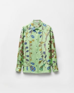 Versace Printed Silk Twill Shirt - Green