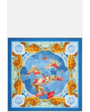 Versace Printed Silk Twill Scarf 90 Cm - Blue