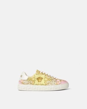 Versace Greca Zapatillas De Lona Con Estampado - Neutro