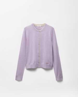 Versace Cárdigan De Punto De Lana Con Bordado - Morado