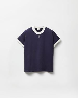Versace Embroidered-Logo Stretch Cotton-Jersey Slim T-Shirt - Blue