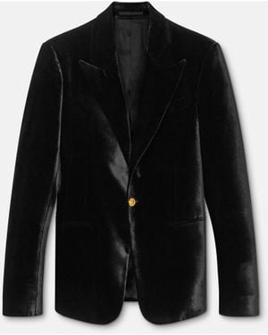 Versace Velvet Single-Breasted Blazer - Black
