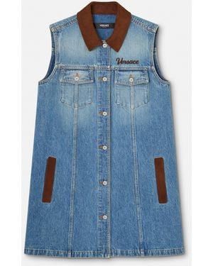 Versace Denim A-Line Dress - Blue