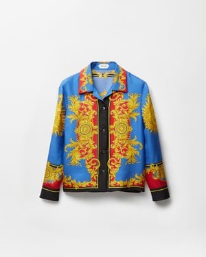 Versace Printed Silk Twill Shirt - Blue