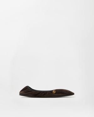 Versace Guanto Ballerinas Aus Wildleder - Weiß