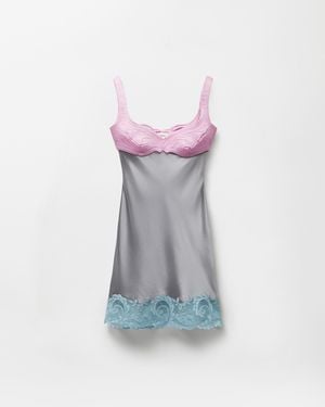 Versace Lace-Trim Silk Cady Satin Mini Dress - Pink