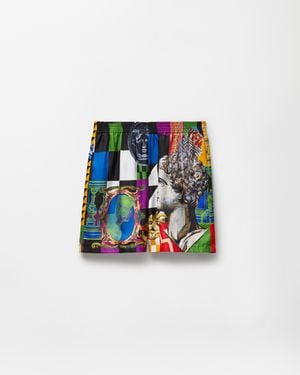 Versace Printed Silk Twill Shorts - White