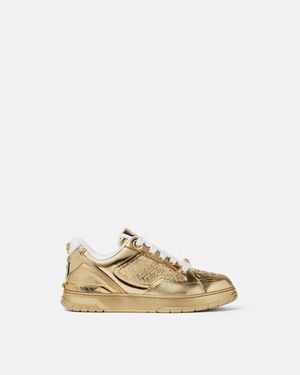 Versace Biggie Basket Metallic Sneakers - Natural
