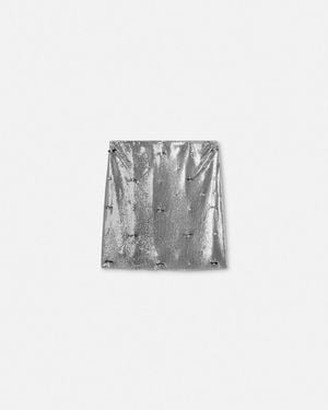 Versace Embellished Metal Mesh Mini Skirt - Gray