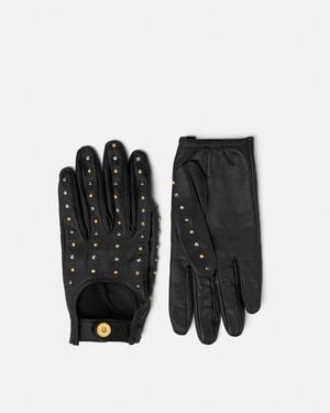 Versace Gants En Cuir Cloutés - Noir