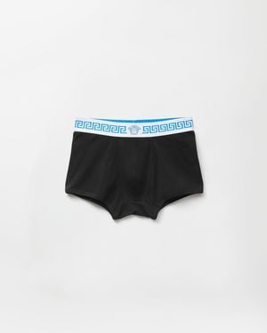 Versace Ribbed Cotton-Jersey Trunks - Black