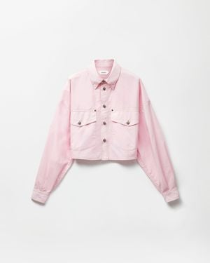 Versace Cotton-Poplin Crop Shirt - Pink