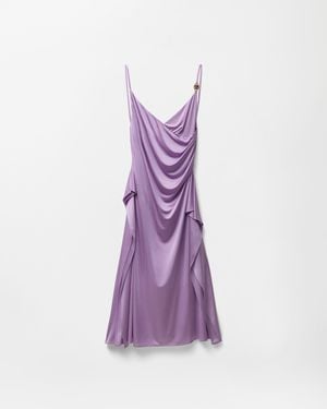 Versace Viscose-Jersey Draped Midi Dress - Purple
