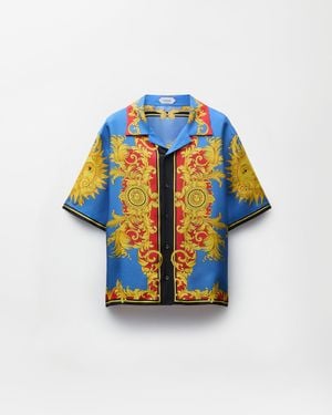 Versace Printed Silk Twill Shirt - Blue
